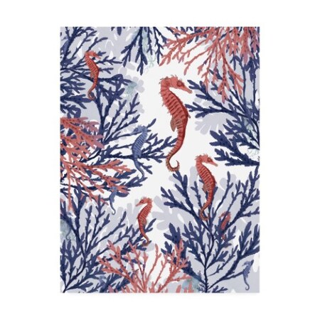 Trademark Fine Art Fab Funky 'Coral And Seahorse, Pink And Blue' Canvas Art, 35x47 WAG12659-C3547GG